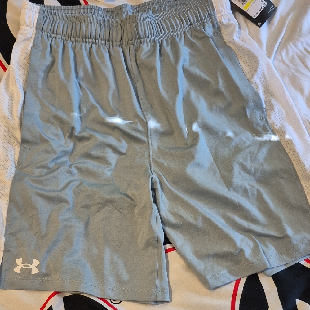 Under Armour Men's Athletic Shorts in Light Blue and White - Picture 2 of 5